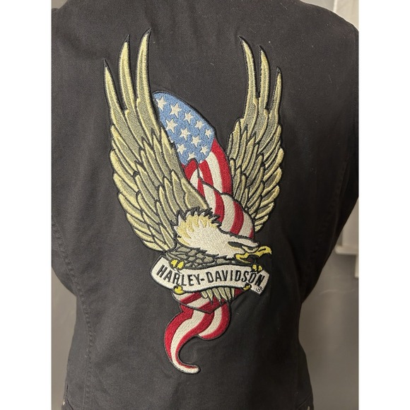 Harley-Davidson Women Zip Vest With Embroidered Eagle On The Back Size M biker - Picture 9 of 15